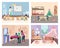 Childcare flat color vector illustration set