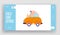 Childhood Activity Website Landing Page. Man Driving Little Baby Toy Car and Playing with Plaything for Children