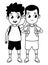 Childhood adorable school students cartoon in black and white