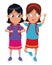 Childhood adorable students girls cartoon