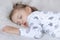 Childhood, care, motherhood, health, medicine, pediatrics concepts - Close up Little peace calm todler preschool girl sleeps
