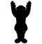 Childhood, joy, and people concept - happy smiling boy silhouette raising hands up