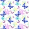 Childhood seamless pattern with cute butterflies