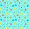 Childhood theme colorful doodle seamless pattern