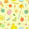 Childhood theme colorful doodle seamless pattern