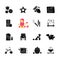 Childhood toys black glyph icons set on white space