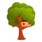 Childhood treehouse icon, cartoon style