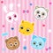 Childish Background. Cat, Panda, Fox, Bear, Rabbit. Seamless Vector Pattern.