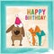 Childish birthday card with funny dog