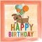 Childish birthday card with funny dog