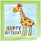 Childish birthday card with giraffe