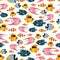 A Childish bright cartoon tropic fish pattern