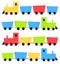 Childish cartoon colorful trains