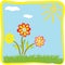 Childish cartoon floral greeting card