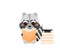 Childish cartoon raccoon character reading book, cute schooler studying,animal education in cartoon style