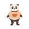 Childish character, funny panda portrait in t shirt, watermelon print. Cute bear, teddy hugs, animal toy. Hand drawn