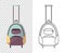 Childish cute bag for trips. Wheeled child handle travel bag. Backpack for school children, students, travelers or