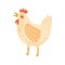 Childish cute cock in simple scandinavian style. Flat vector cartoon textured illustration of lovely rooster. Adorable
