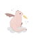 Childish cute illustration with adorable pink dragon breathing fire