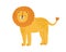 Childish cute lion in simple scandinavian style. Flat vector cartoon textured illustration of lovely leo character