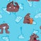 Childish design seamless pattern with poops