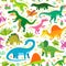 A Childish dinosaurs and tropical leaves pattern