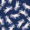 Childish fantasy seamless doodle pattern with white unicorns. Navy blue background. Magic backdrop