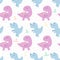 Childish hand-drawn dino. Vector seamless pattern. Cute background for fabric, textile, kid`s clothes