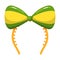 Childish headband green yellow hairstyle tool vector flat girlish kids bow hair decoration accessory