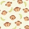 Childish jungle texture with monkeys and jungle elements. seamless pattern vector illustration