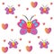 Childish patterns with cute butterflies, for fabrics, wrappers, tectil. vector design