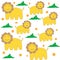 Childish patterns with cute lions, for fabrics, wrappers, textiles. vector