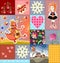 Childish seamless patchwork pattern with fairy dragon, princess and castle.