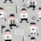 Childish Seamless Pattern with Boy Football Player