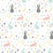 Childish seamless pattern with bunny.