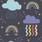 Childish seamless pattern with clouds and rainbows