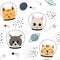 Childish seamless pattern with cute cats astronauts.vector illustration for fabric,textile,wallpaper