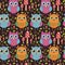 Childish seamless pattern with cute owls