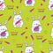 Childish seamless pattern with cute rabbits