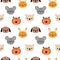 Childish seamless pattern with cute smiley animals. Creative baby texture for fabric, nursery, textile, clothes. White background