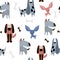 Childish seamless pattern with funny creative dogs. Trendy scandinavian vector background. Perfect for kids apparel,fabric,