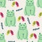 Childish Seamless pattern hand drawn cat. Creative animal design for apparel, fabric, textile, stationary, wrapping, wallpaper