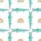 Childish seamless pattern with hand drawn crocodiles and rainbows. Animals of the jungle. For fabric, textiles and other