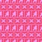 Childish seamless pattern of soft pink contour dog and design elements. Dog breed poodle in frame endless pattern