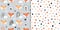 Childish seamless patterns set with foxes, rainbows and dots, pastel colors