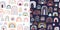 Childish seamless patterns set with rainbows,