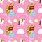 Childish seamless princess and bunny pattern