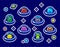 Childish stickers set with UFO aliens