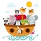 Childish style illustration of Noah`s ark