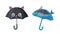 Childish Umbrella as Waterproof Protective Accessory for Rainy Weather Vector Set